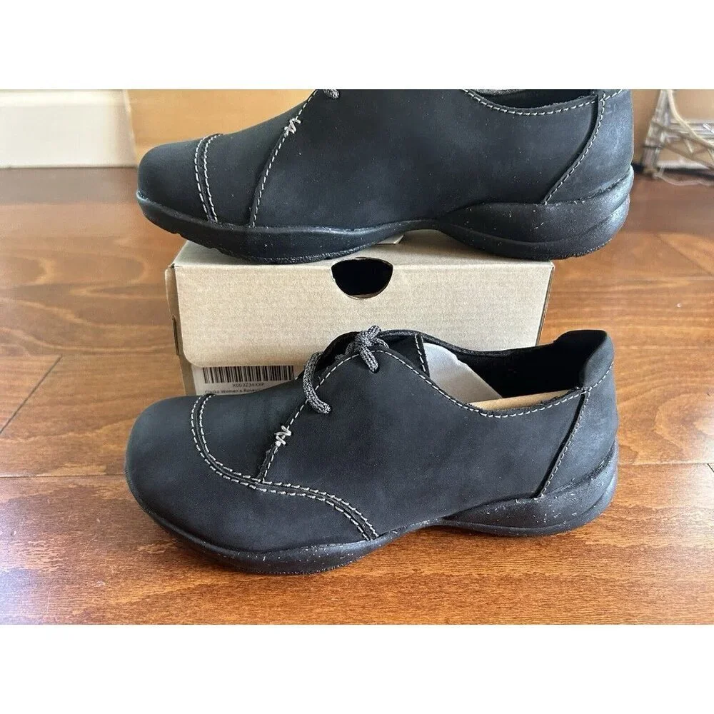 Clarks Womens Roseville Rio Oxford‎ Casual Shoes Black Leather 5 M NEW